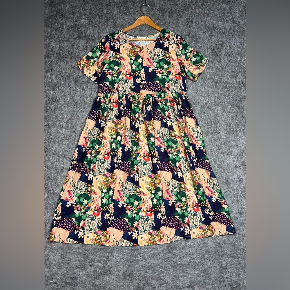 Buykud Women's Short-Sleeve Midi Dress  Multicolour Floral Size M